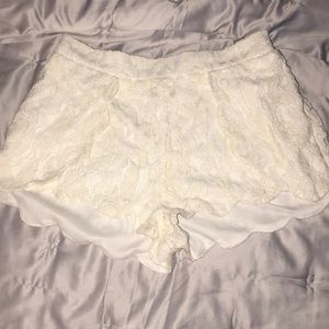 Cream/ white lace shorts. Super cute!
